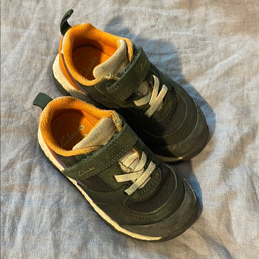 Clarks Kids Black and Orange Sneakers